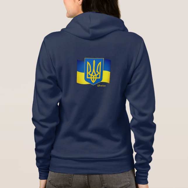 Camiseta Ucrânia Hoodie e bandeira ucraniana, Emblem / espo (Verso)