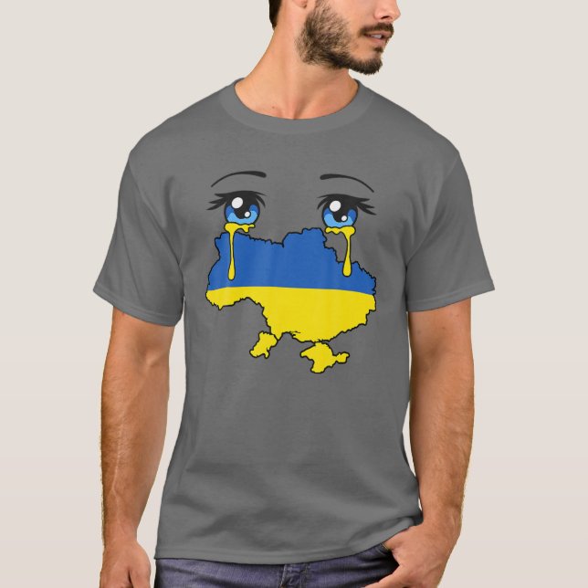 Camiseta Ucrânia Pavilha Lágrimas De Choro Na Ucrânia (Frente)