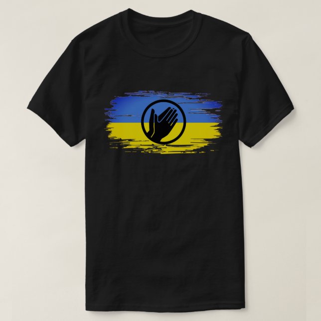 Camiseta Ucrânia rezar bandeira amarela azul (Frente do Design)