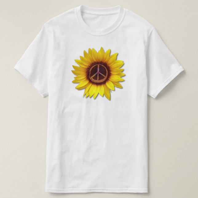 Camiseta Ucrânia Símbolo de Paz de Girassol Símbolo de Amor (Frente do Design)