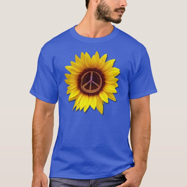 Camiseta Ucrânia Símbolo de Paz de Girassol Símbolo de Amor (Frente)