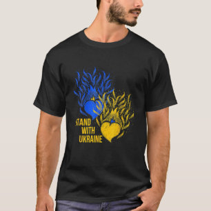 Camiseta Ucrânia Sinalizador de Suporte Cor Azul Amarelo-F