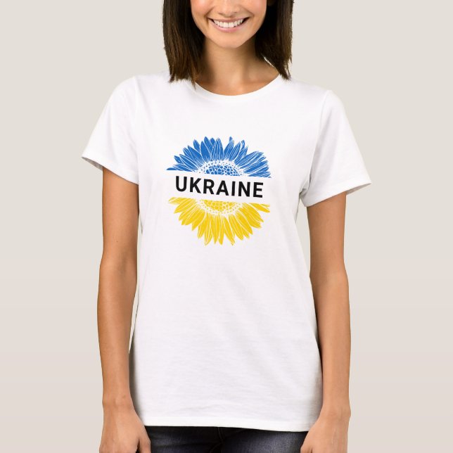 Camiseta Ucrânia Sunflower Ucraniano apoia Solidariedade (Frente)
