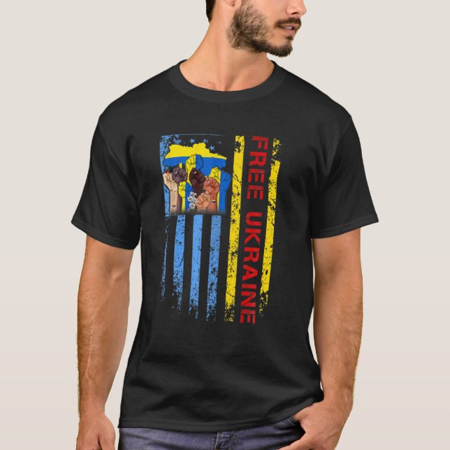 Camiseta Ucrânia T Bandeira Ucraniana Suporte a Free Ukrain (Frente)