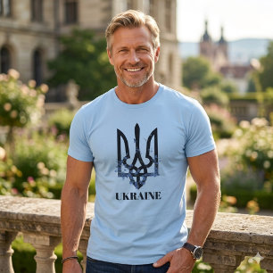 Camiseta UCRÂNIA. Tridente. Brasão de Armas da Ucrânia - Ca