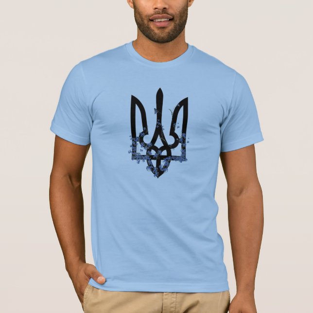 Camiseta UCRÂNIA. Tridente. Brasão de Armas Ucraniano. (Frente)