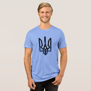 Camiseta UCRÂNIA. Tridente. Brasão de armas ucraniano.