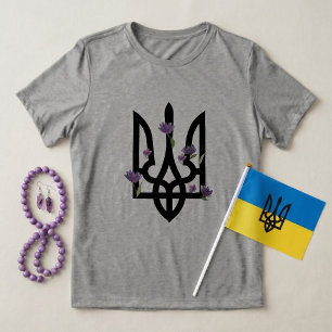 Camiseta UCRÂNIA. Tridente. Brasão de armas ucraniano.