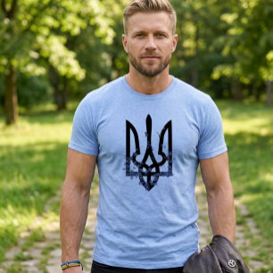 Camiseta UCRÂNIA. Tridente. Brasão de Armas Ucraniano.