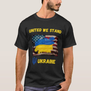 Camiseta Ucrânia Unidos Nós Ficamos Bandeira Da Amizade Ame