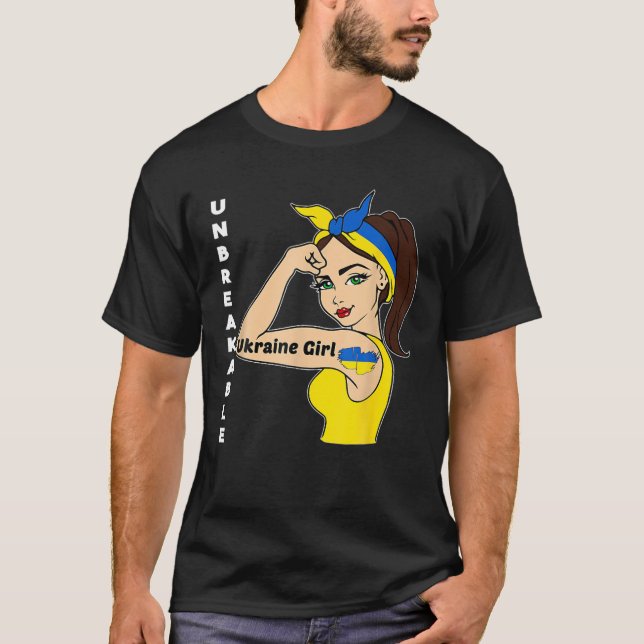 Camiseta Ucraniana Rapariga Inquebrável Sinalizador Ucrania (Frente)