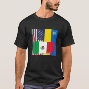Camiseta Ucraniano-Americano Bandeira Mexicana Ucrânia Usa