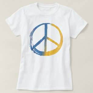 Camiseta Ucraniano - Símbolo PEACE Amarelo Azul da Ucrânia 