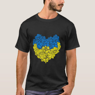 Camiseta Ucraniano Ucraniano Ucraniano Bandeira Flor Coraçã