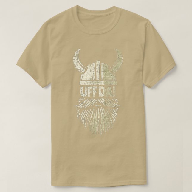 Camiseta Uff Da Norueguesa Citação Escandinava Capacete Vik (Frente do Design)