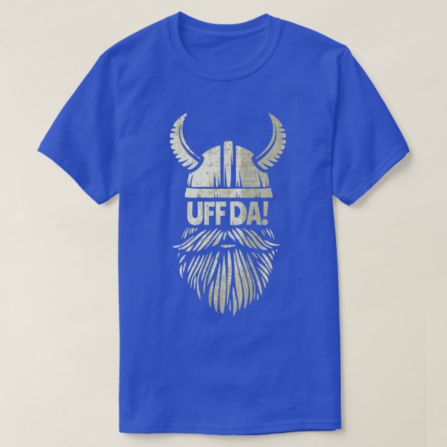 Camiseta Uff Da Viking Helmet Funny Beard Mito Escandinavo (Frente do Design)