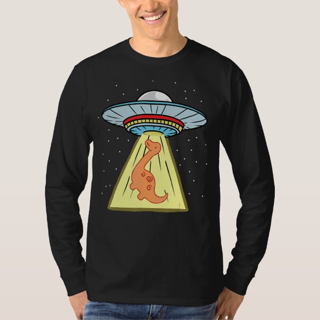 Camiseta Ufo Abdução de Brachiosaurus Dinosaur (Frente)