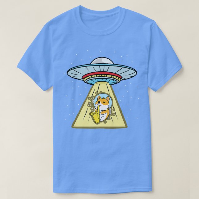 Camiseta Ufo Abdução de Corgi Astronauta Saophone (Frente do Design)