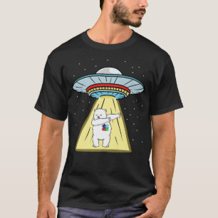 Camiseta Ufo Abdução de Urso Polar Autismo Prêmio de Consci