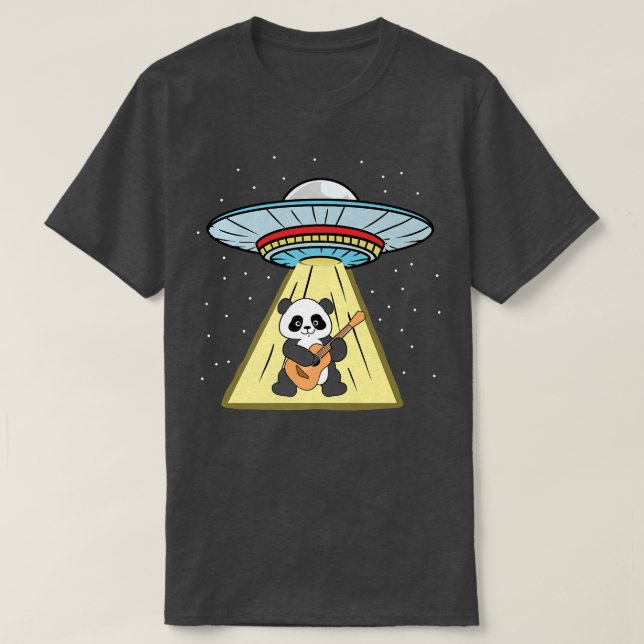 Camiseta Ufo Abdução Panda Jogando Violão Premium (Frente do Design)