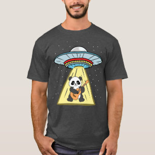 Camiseta Ufo Abdução Panda Jogando Violão Premium