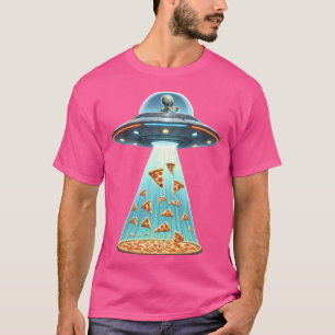 Camiseta Ufo Alienígena Comendo Pizza Engraçado