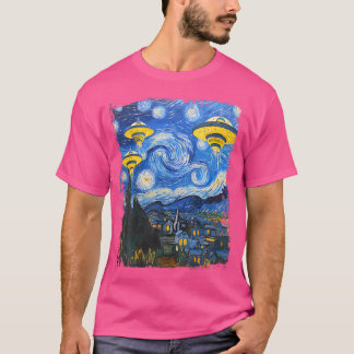 Camiseta Ufo Alienígena Starry Night Van Gogh Homens Mulher
