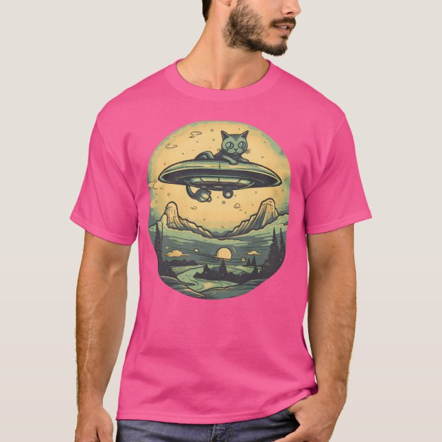 Camiseta Ufo Cat Na Natureza (Frente)