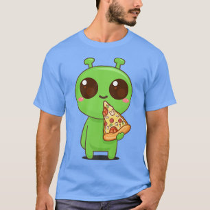 Camiseta Ufo Comendo Pizza Funny Kawaii Alienígena Japonês