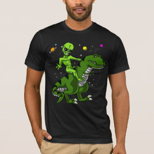 Camiseta UFO de montada estrangeiro do espaço do dinossaur