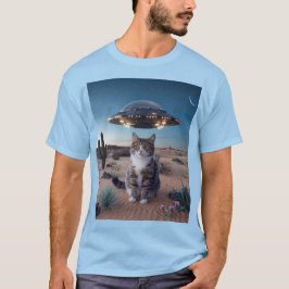 Camiseta UFO Desert Cat Azul T Shirt