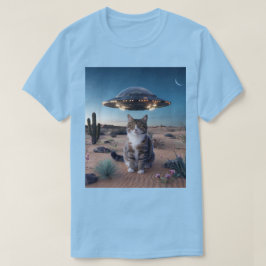 Camiseta UFO Desert Cat Azul T Shirt