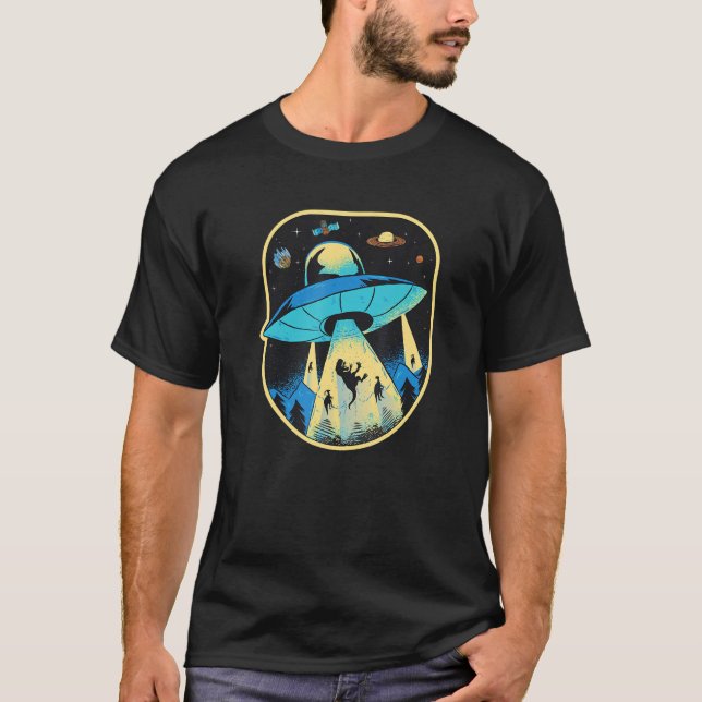 Camiseta Ufo Dinosaur Alien Abduction (Frente)