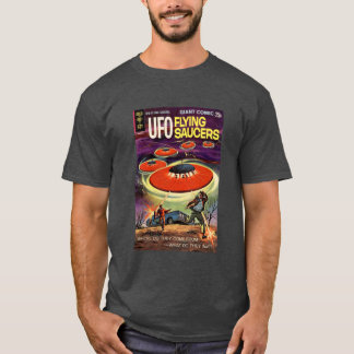 Camiseta UFO FLYING SAUCERS retro comic cover Vintage Art f