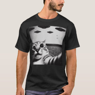 Camiseta UFO Gato de Alienígena Engraçado Clássico