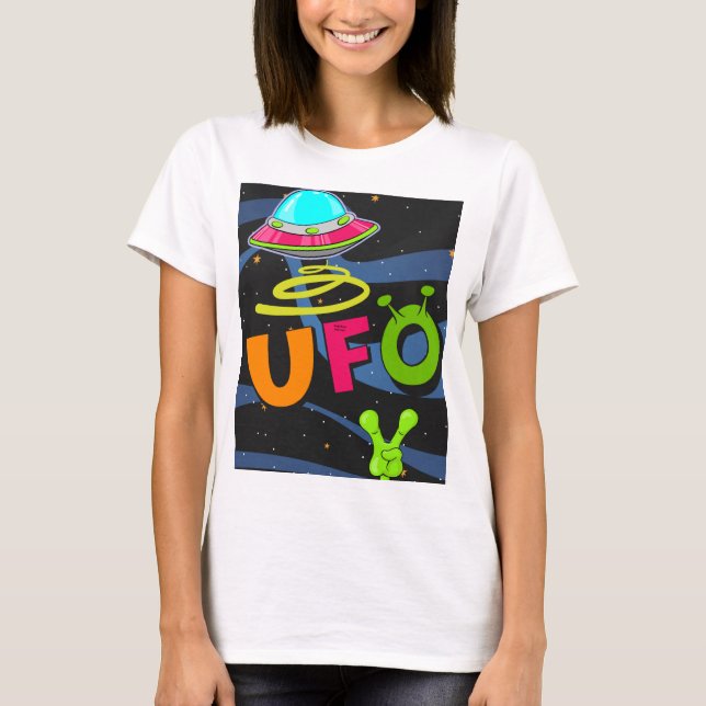 Camiseta ufo no espaço diga oi (Frente)