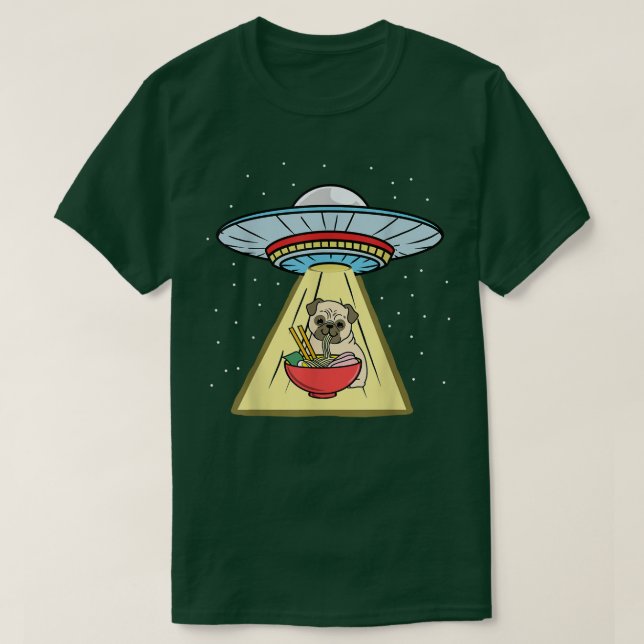 Camiseta Ufo Pug Eating Ramen 1572 (Frente do Design)