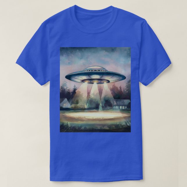 Camiseta UFO Sighting Watercolor Painting T Shirt (Frente do Design)