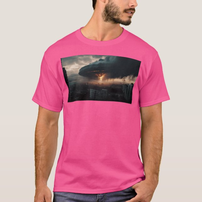Camiseta Ufo Sobre Uma Cidade (Frente)