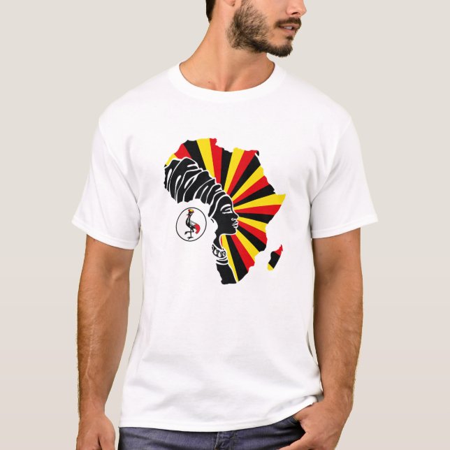 Camiseta Uganda Bandeira África Mapa Patrimônio Étnico Bla (Frente)