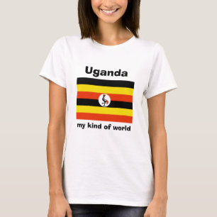Camiseta Uganda Bandeira + Mapa + Texto