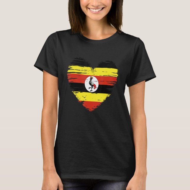 Camiseta Uganda Heart Ugandan Flag Pride Uganda (Frente)
