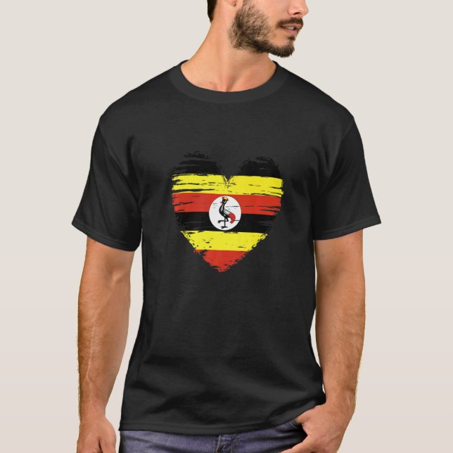 Camiseta Uganda Heart Ugandan Flag Ugandan Pride (Frente)