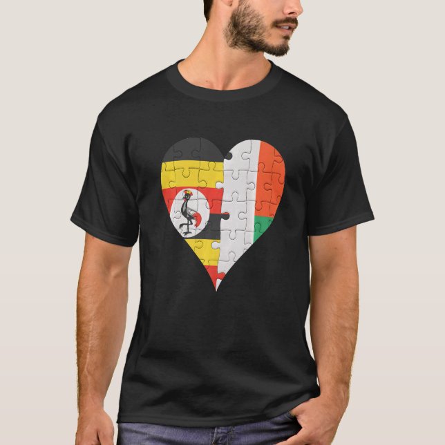 Camiseta Uganda Malagasy Flag Heart (Frente)