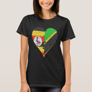 Camiseta Uganda tanzaniano Flag Heart
