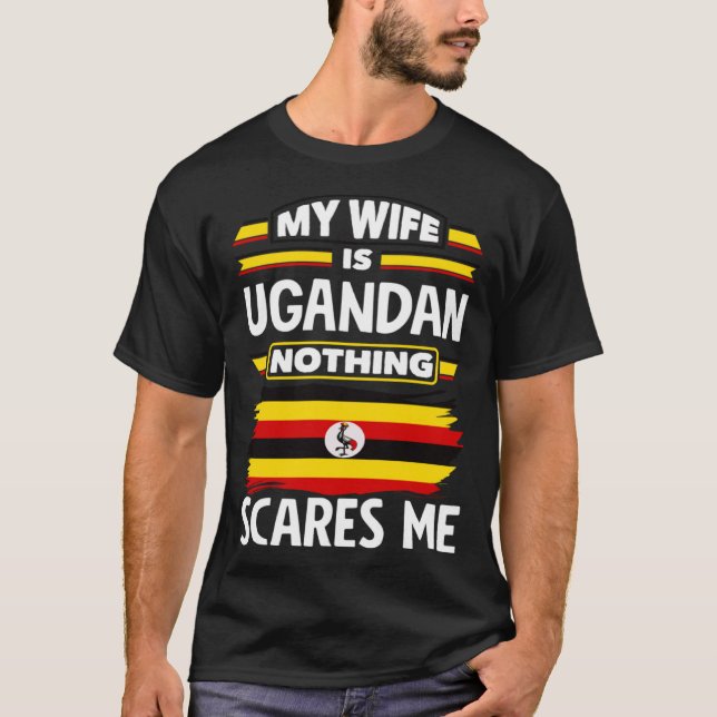 Camiseta Uganda Uganda Sinalizador Uganda Esposa de Uganda (Frente)