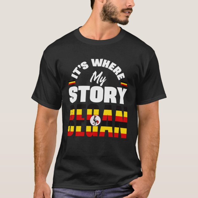 Camiseta Uganda Uganda Uganda Sinaliza Onde Minha Estória E (Frente)