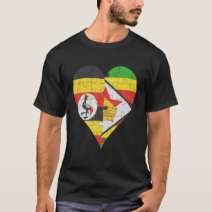 Camiseta Uganda Zimbabwe Flag Heart