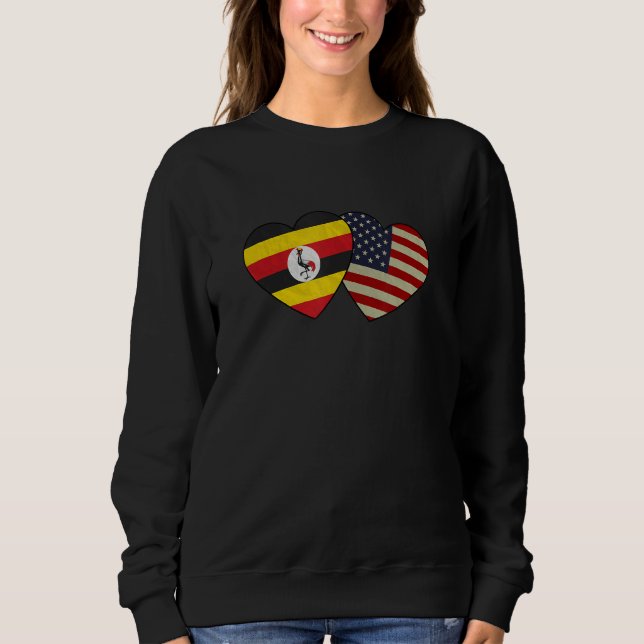 Camiseta Ugandan American Couple Heart Love Flag Valentine (Frente)