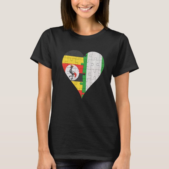 Camiseta Ugandan Nigerian Flag Heart (Frente)